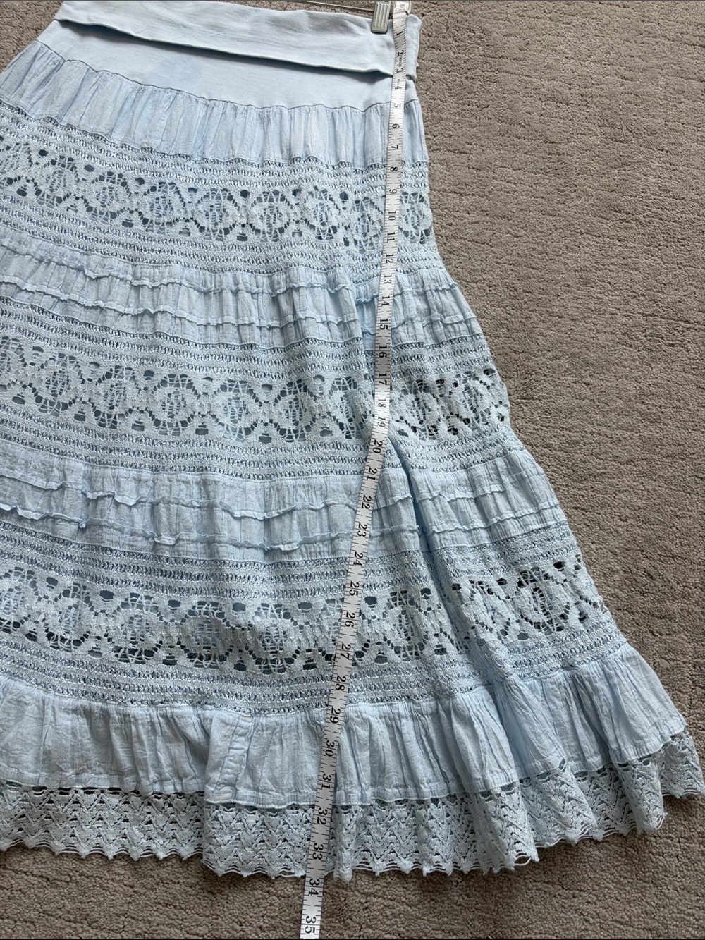 Now and Then Romantic Cottage Core Bohemian Lace Maxi Skirt size L - Picture 7 of 10